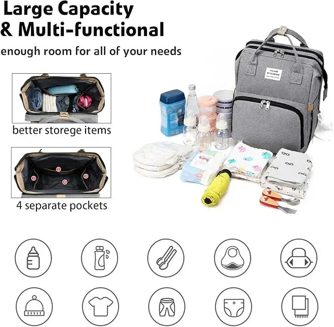 Portable Folding Crib Diaper Bag Multi-Function / حقيبة حفاضات سرير أطفال قابلة للطي متعددة الوظائف