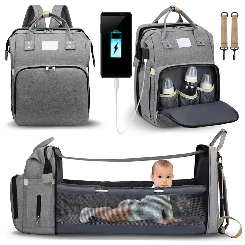 Portable Folding Crib Diaper Bag Multi-Function / حقيبة حفاضات سرير أطفال قابلة للطي متعددة الوظائف