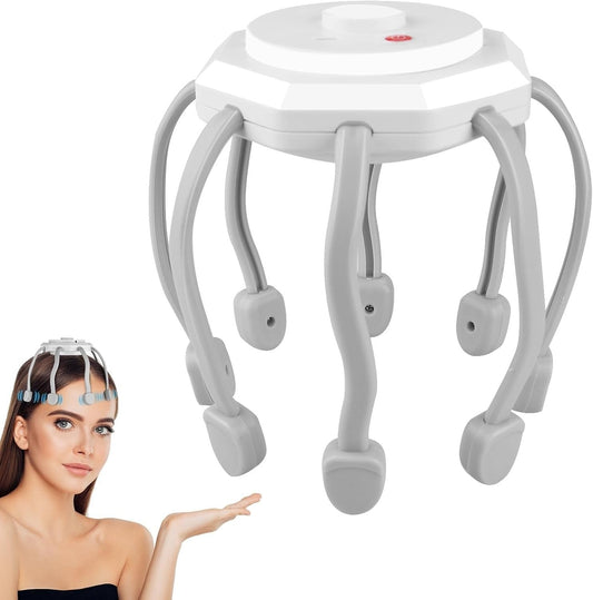 Hair Scalp Massager with 8 Vibrating Contacts / جهاز تدليك فروة الرأس والشعر مزود بـ 8 نقاط اهتزازية